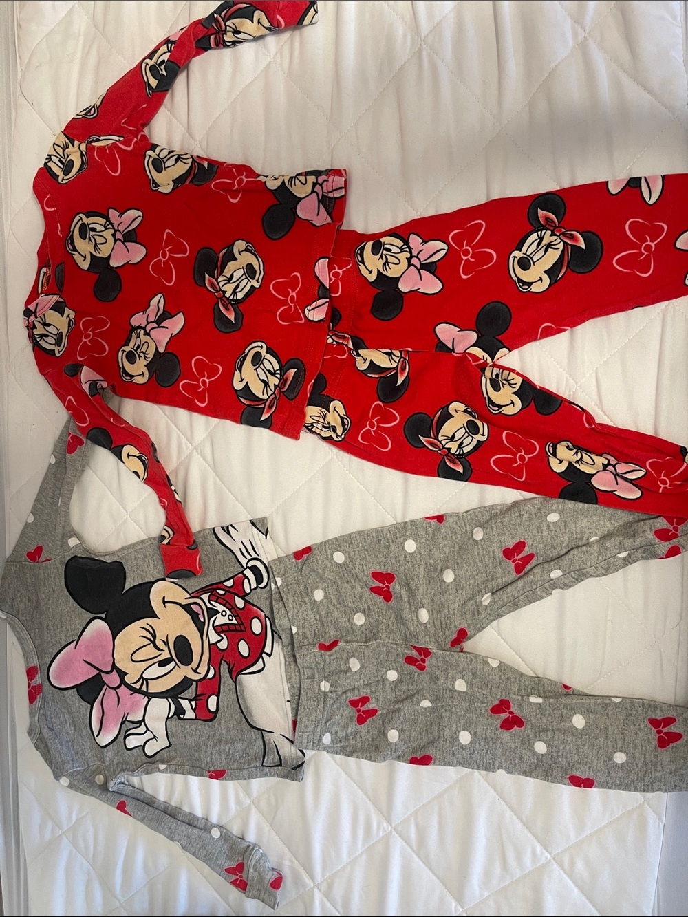 Disney Minnie Mouse Girls Pajama 2 Sets - Red & Gray
